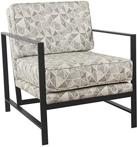 HomePop Modern Metal Frame Accent Chair|Homepop Home Décor|Accent Chairs for Living Room & Bedroom - Gray Lines