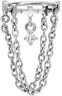 PIERCINGLINE Chirurgenstahl Segmentring Clicker KRONE + KETTEN Piercing Ring Ohr Helix Conch Farb & Größenauswahl