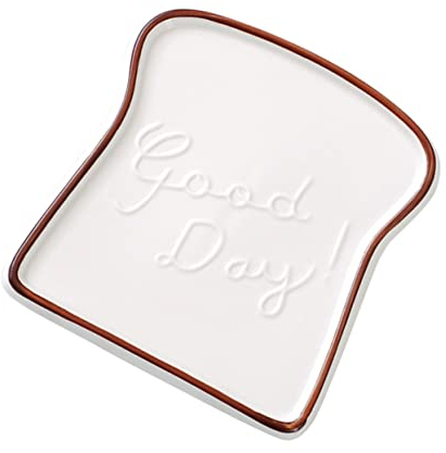 Zerodeko Piatto Ceramica Forma Toast in Porcellana Leggera e Resistente Adatto Uso Quotidiano Lavabile in Lavastoviglie e Microonde Accessorio Divertente Per Cena e Feste