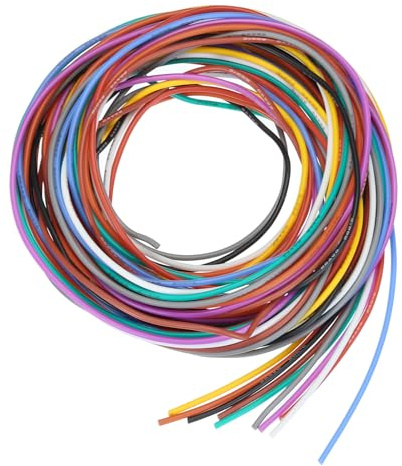 QUARKZMAN Cable de Conexión de PVC Calibre 22 de 1,5 m/5 Pies Alambre Eléctrico Flexible de 22 AWG Carrete de Alambre de Cobre Estañado 10 Colores 0,17 cm de Diámetro