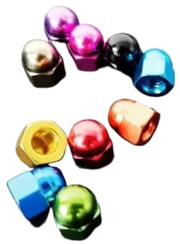 Sicherungsmuttern, 10 Stück Aluminium-Eichelhutmutter M3 M4 M5 M6 Bunte dekorative Aluminium-Hutmuttern Kappenabdeckungen (Farbe: Rot, Größe: M6 10 Stück)(Orange,M6 10pcs)