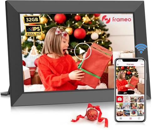 Frameo Digital Photo Frame WiFi 10.1 Inch-Built in 32GB Memory,1280x800 HD IPS Touch Screen, Electronic Frame, Auto-Rotate, Wall Mount-Share Photos/Videos via Frameo App,birthday gifts for women