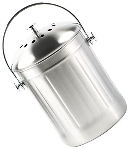 PRETYZOOM Compostiera Domestica Per Cucina - Pattumiera in Acciaio Inox Con Coperchio Capacità Facile Da Pulire