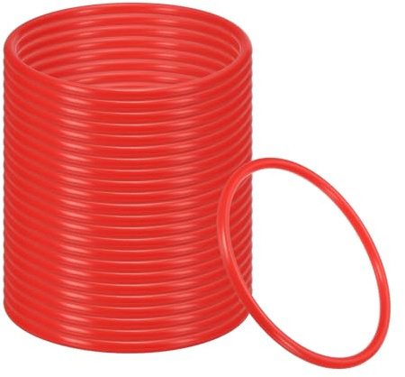 PATIKIL Anelli Lancio Anello Plastica 5.1 Pollici per Bottiglie, 24Pz Anelli Carnevale, Cerchi Plastica per Esercizi velocità e Agilità, Bomboniere per Feste Aperto, Rosso
