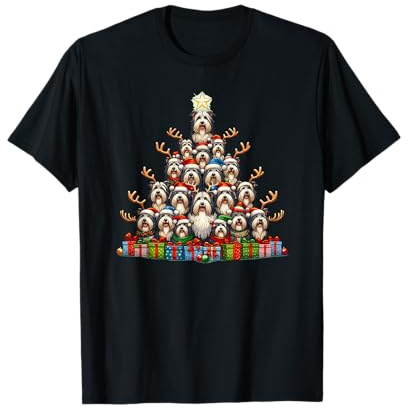 Christmas Tree Bearded Collie Highland Collies T-Shirt