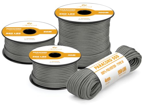 Abma Cord Paracord 4mm 15m Schnur Typ III Paracord 550 Seil 7 Kern | Max 250kg (550lbs), Polyester, Basteln, Camping, Survival, Outdoor
