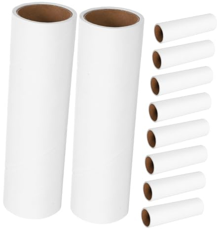 GARVALON Repuesto de Rodillo Quitapelusas para Ropa y Pelo de Mascotas, 10 Rollos de Papel, 50 Hojas por Rollo, Blanco, para Tapicería y Asientos de Coche | Papel Blanco, Reemplazo Fácil, Poder Adhesivo Extra, para Ropa de Cama y Pelo de Mascotas