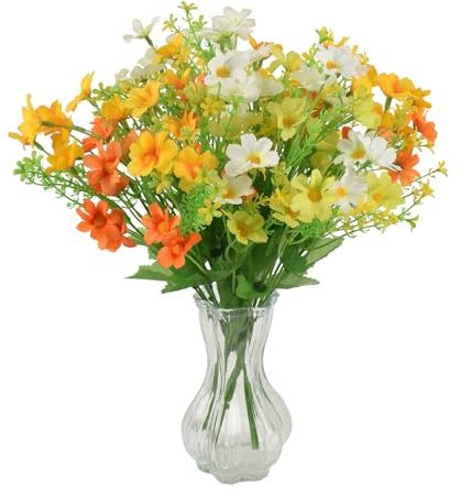 HAIOPS Fiori di margherita artificiali, 112 fiori finti bouquet di fiori finti 4 mazzi di fiori finti primaverili da 30 cm, per interni ed esterni