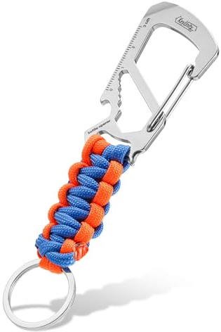 KeyUnity KC00 Paracord Keychain with Carabiner Braided Lanyard Key Chain Clip for Keys Backpack,Keychain Ring Heavy Duty Hook for Outdoor Survival Camping Hiking for Men Women (Blue Orange)