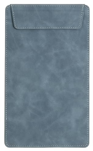 PATIKIL Tablero De Escritura Con Clip De Cuero PU A5 Azul | Carpeta De Oficina Organizadora Magnética De 6x10, Con Soporte Para Bolígrafo