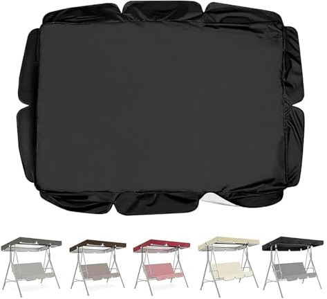 Swing Canopy Replacement 2 And 3 Seater Swing Seat Replacement Awning Canopy Cover For Outdoor Patio Garden(Black,190x132x15cm)