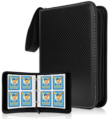DOVEKERY Card Binder 4 Pocket, 440 Pockets Trading Card Collection Folder with 55 Sleeves, Zipper Cards Organizer Album for Football, Sport Cards, Black