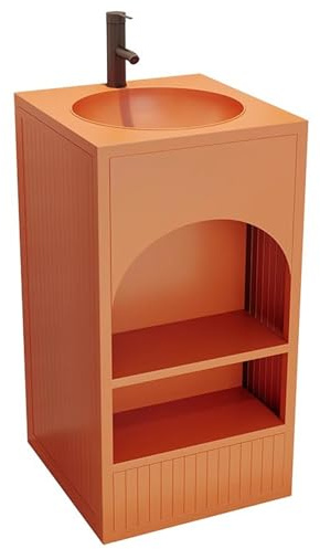 ZTGL Badmöbel Set Waschbecken mit Unterschrank Badezimmerschrank Waschplatz Waschtisch Freistehender Waschtischunterschrank Aufsatzwaschbecken Badezimmermöbel Gäste-WC Waschbeck C,Without Mirror