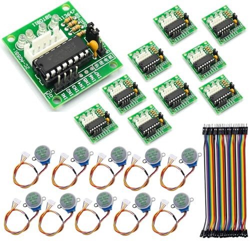 GERUI 10er Stepper Motor Schrittmotor 5V 28BYJ-48 ULN2003 und 10 Stück Treiberplatine ULN2003 für Arduino