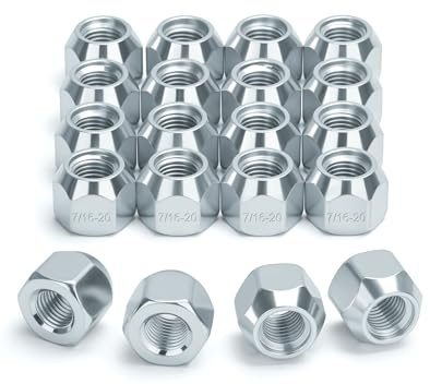 7/16-20 Open End Lug Nuts for Chevy Buick Pontiac Oldsmobile Stock Wheels, 20pcs One Piece Chrome 7/16 Lug Nuts 0.63 Height 3/4 Hex Replace Dorman 611-014 711-830 711-106