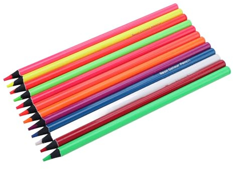 Yctze 12-teiliges Neon-Buntstift-Set – Lebendige Fluoreszierende Zeichenstifte für Schul- und Bastelprojekte