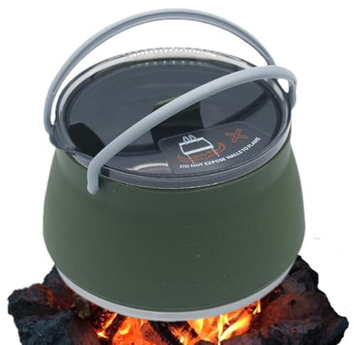 Bouilloire d'eau pliable – Bouilloire de voyage en silicone, pliable en plein air, camping, cafetière portable pour l'extérieur, la randonnée, les voyages