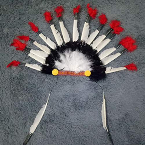 FTVOGUE Indianerhut mit Eulenfedern für und Männer, Farbenfroher Kopfschmuck aus Künstlichen Federn mit Verstellbarem Gummiband für Halloween-Partys und Kostüme (Sortierte Farbe) (Sortierte