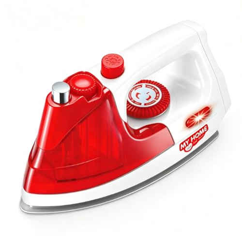 Fockety Mini Spielzeug aus Elektrischem Eisen, Puppenhaus Rollenspielgerät für Kleinkinder, Simuliertes Hausarbeitsspielzeug mit Lichtgeräuschen, Pädagogisches Rollenspielset für (Spielzeugeisen)
