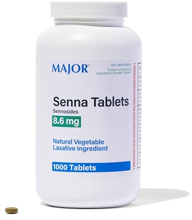 MAJOR Senna 8.6 mg Natural Vegetable Laxative Tablets - Made with Sennosides - 1000-Count (1-Pack)