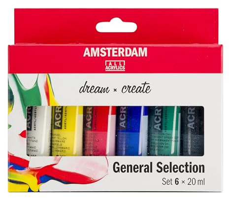 Amsterdam Standard Series Set de Peinture Acrylique pour Débutants | Set de Mélange (6 x 20 ml) | Sélection de Couleurs de Base