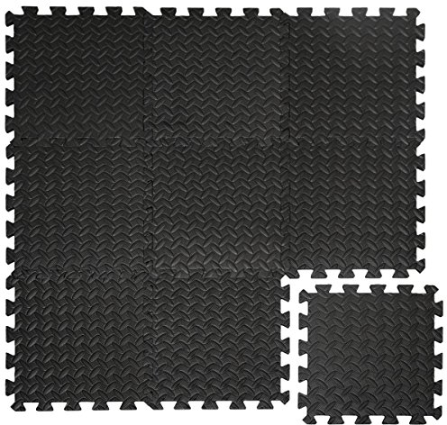 EYEPOWER Bodenschutzmatten 0,8 m² – 9er Set Fitness Bodenmatten 30×30×1 cm – rutschfeste Schutzmatte für Heimtrainer, Hantelbank oder Crosstrainer – robuste Unterlage für Fitnessgeräte & Home Gym