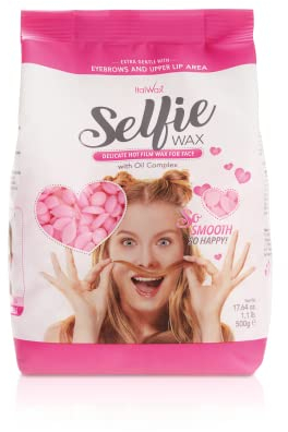 Italwax Face Selfie - 500g - Empfindliches Hartwachs für das Gesicht mit Ölkomplex - Perfekt für das Wachsen von Augenbrauen, Oberlippe und Kotletten.​