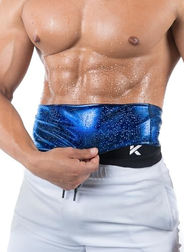 Kewlioo Men's Heat Trapping Waist Toner - Waist Trimmer Trainer Belt for Men - Comfortable & Discreet Waist Slimming Thermo Sauna Belt, Neoprene-Free Waist Cincher (Black, XXL)