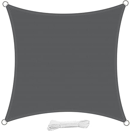 swift Sonnensegel 4x4 Meter Quadratisch UV Schutz HDPE Wetterbeständig Atmungsaktiv Quadrat 4x4m Sonnenschutz Balkon Garten und Terrasse, Anthrazit