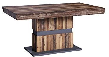 byLIVING Esstisch Matthew, Küchentisch 160 cm ausziehbar auf 215 cm | Auszugstisch Old Wood-Optik dunkelbraun, 160-215x90x75cm (LxBxH)