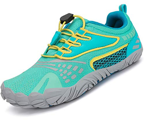 SAGUARO Barfota Skor Barn Trail Sneakers Flickor Andningsaktiva Minimalistiska Sneakers för Utomhus Inomhus, 24–36 EU, Grön A, 31 EU
