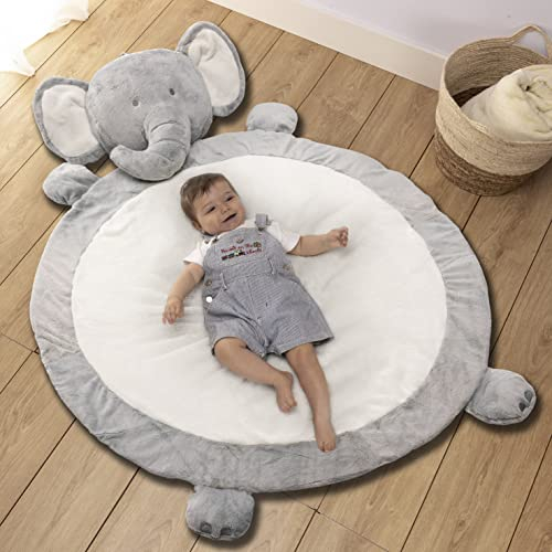 RUGUIES- Krabbeldecke für Baby - Babyspieldecke -Weich Gepolsterter Kinderteppich-Babykrabbeldecken-Geschenk für Neugeborene-interaktiver Teppich zum Spielen und Entspannen. XL. (Elephant)