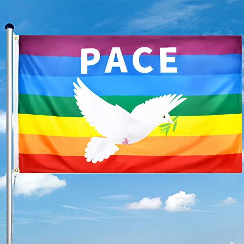 Fahne Friedensflagge, Regenbogen-Fahne, Dekorative Flagge, 90 x 150 cm, strapazierfähiges Polyester, geeignet für Balkone