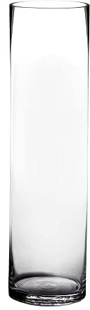 LOLAhome Jarrón Cilíndrico de Cristal Transparente Decorativo para Flores, Diseño Redondo, Ø 15x60 cm, Resistente y Elegante, para Decoración de Interiores, arreglos Florales, Centros de Mesa.