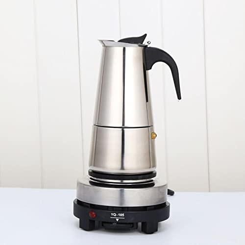 KenSyuInt Caffettiera elettrica da 220 V, in acciaio inox, per caffè e moka, per lavoro, feste di famiglia (6 tazze da 300 ml)