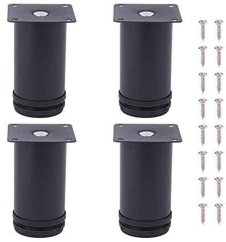 NAKUPENDA 4 Stück Möbelfüße Metall Verstellbar Möbelfüße Edelstahl Tischbeine Schrankfüße Möbel Füße für Schreibtisch Sofa Schrank (10cm Höhe,Schwarz)