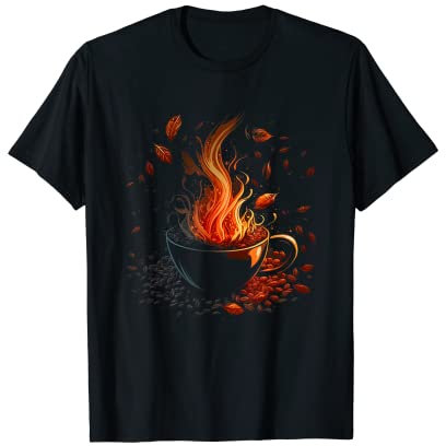 Coffee Mug Retro Fire Flames Coffee Art Espresso T-Shirt