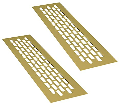 sossai® Rejillas de ventilación de aluminio - Alucratis (2 pieza) | Rectangular - dimensiones: 24,5 x 6 cm | Color: oro | rejilla de aire