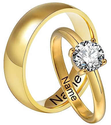 XUANPAI Paar Ringe mit Gravur, Personalisierte Hochzeitsring, Personalisiert Kundenspezifischer Ring Name Ring Freundschaftsringe Partnerringe Eheringe für Männer Frauen