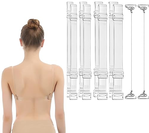 SJBAUTYO 5 Paia Spalline Trasparenti per Reggiseno Trasparente Cinturini per Reggiseno di Ricambio Trasparenti Morbidi Spalline Reggiseno