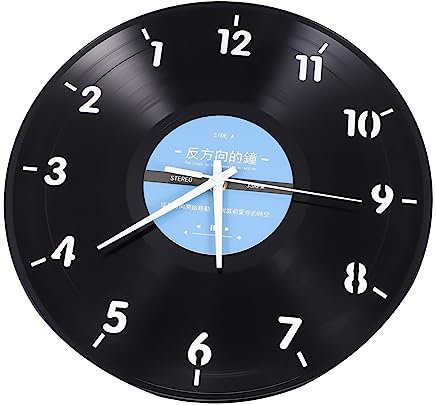 Garneck Vinyluhr Wanduhr Rückwärtsdrehuhr Dekorative Wanddekoration Leicht Zu Installieren Modernes Design Für Zuhause Büro Hotel