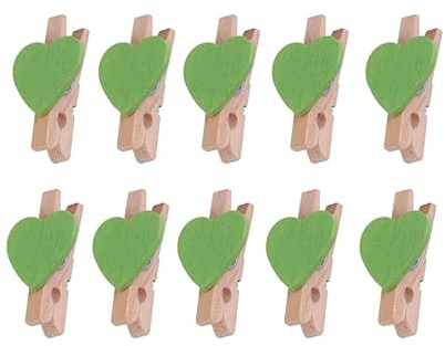 Abaodam 50 mollette in legno d'amore per decorazione fotografica, set di mini mollette per foto, colore verde, per decorazione della casa, mini mollette
