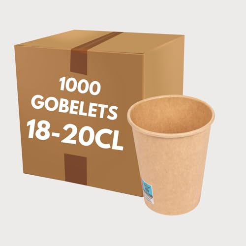 COVR Gobelets kraft 18cl - 6oz / 1000 unités, Recyclables, Boisson Chaude et Boisson Froide, Solide et Bonne Prise en Main, Résistant