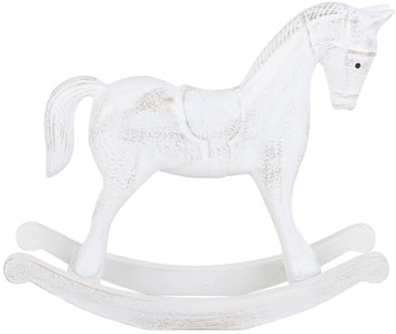 Trend Line Dekofigur Schaukelpferd aus Holz 27 x 23 cm weiß Weihnachtsfigur
