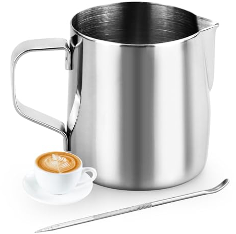 Small Milk Jug 200ml / 6.8oz, Stainless Steel Milk Pitcher, Milk Frothing Cup for Coffee, Latte Art, Espresso Steaming Pitchers