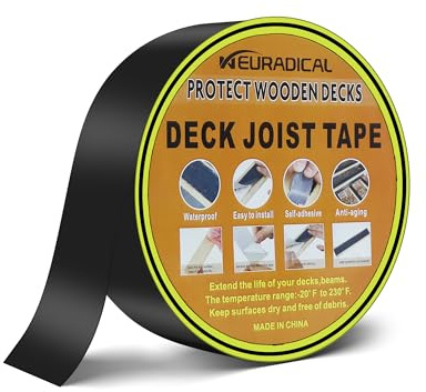 Neuradical Ruban de Solive de Tterrasse en Butyle étanche et Résistant Aux Intempéries – Ruban adhésif Clignotant Anti-corrosion Pour Solives et Poutres en Bois (1 pièce, 5,1 cm x 15,2 m)