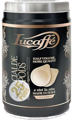 Lucaffè, Caffè 100% Arabica, 25 Cialde, aderente allo Standard ESE, 44mm Compostabili In Barattoli d’Acciaio (1)