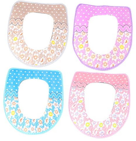 Cabilock 4 Piezas Fundas Asientos decoración baño tapete WC Tapete de Inodoro tapaderas WC Alfombra WC Funda de Asiento tapadera WC Tapas WC Espesar Alfombrilla de baño Asiento del baño