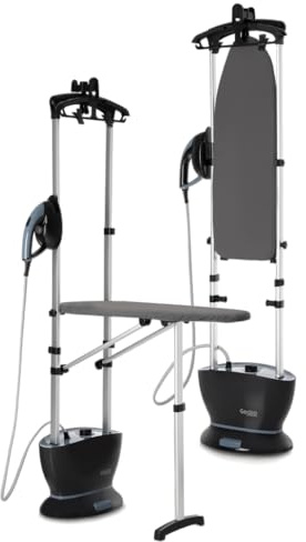 Plancha de vapor vertical de alta presión All-in-One 2400 W. Flujo de vapor: 50 g/min. Presión de vapor: 4 bares. Salida de vapor “bajo demanda”. Tabla de planchar extraíble