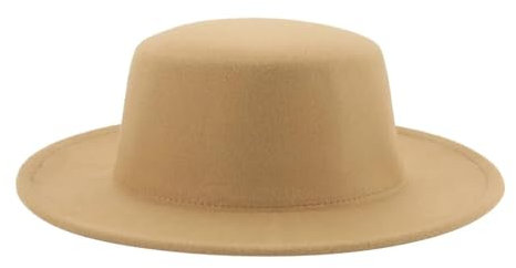 SOYNIA Fedora Trilby Filzhut Hut Hut Damen Hut Mann Hüte Für Frauen Mode Hochzeit Dekorieren Kamel Panama Kappe 60-62 cm (XL) Kamel-Flattop